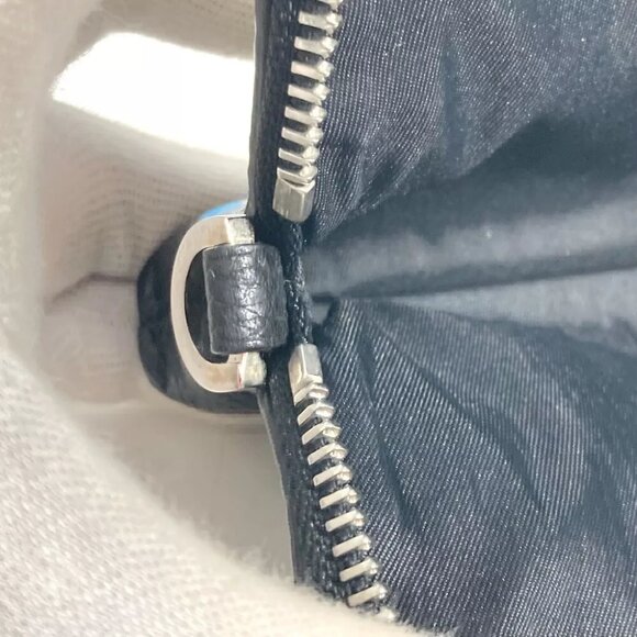 VERSACE Large logo Wallet Coin Compartment Zip Around coin purse Leather Black - Picture 10 of 14